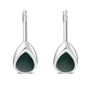 Malachite Drop Silver Stud Earrings, e333